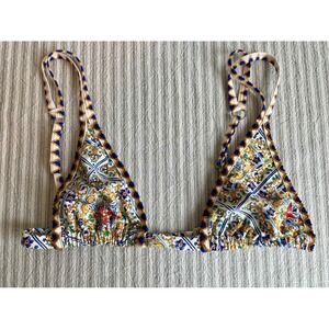 Bydee Australia Tile Print Beaded Triangle Bikini Top Blue Gold Medium
Festival